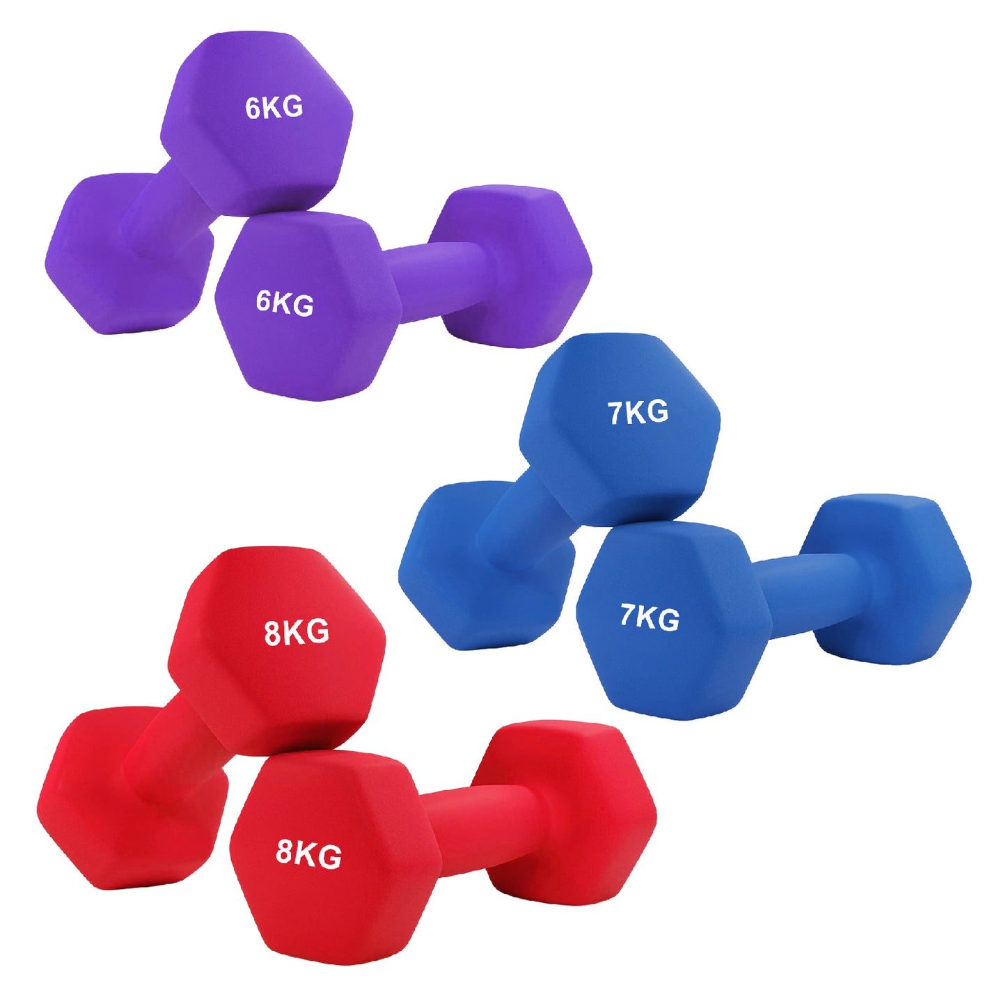 Anti-Roll Neoprene Dumbbells – Non-Slip Hex Design with Soft Grip – Home Workout Weights for Full Body Training – Singles, Pairs & Sets