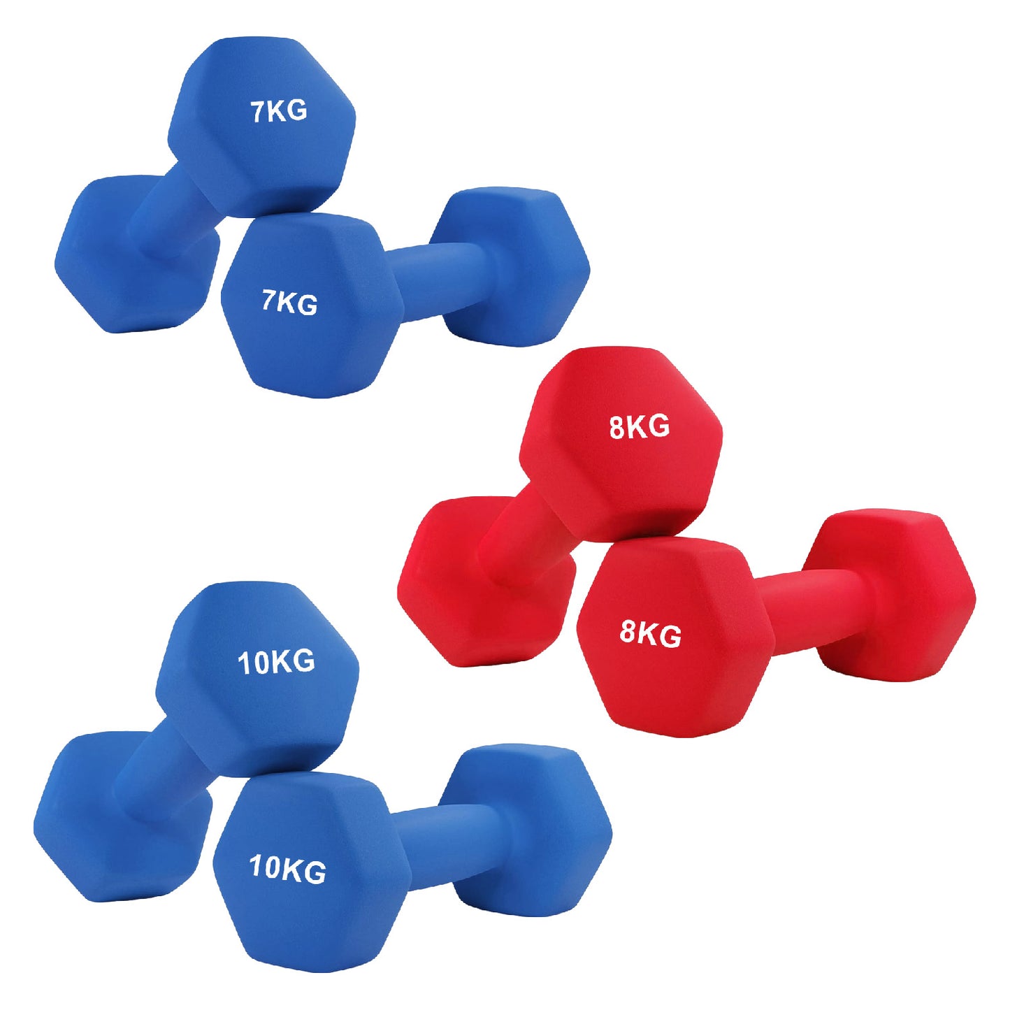 Anti-Roll Neoprene Dumbbells – Non-Slip Hex Design with Soft Grip – Home Workout Weights for Full Body Training – Singles, Pairs & Sets