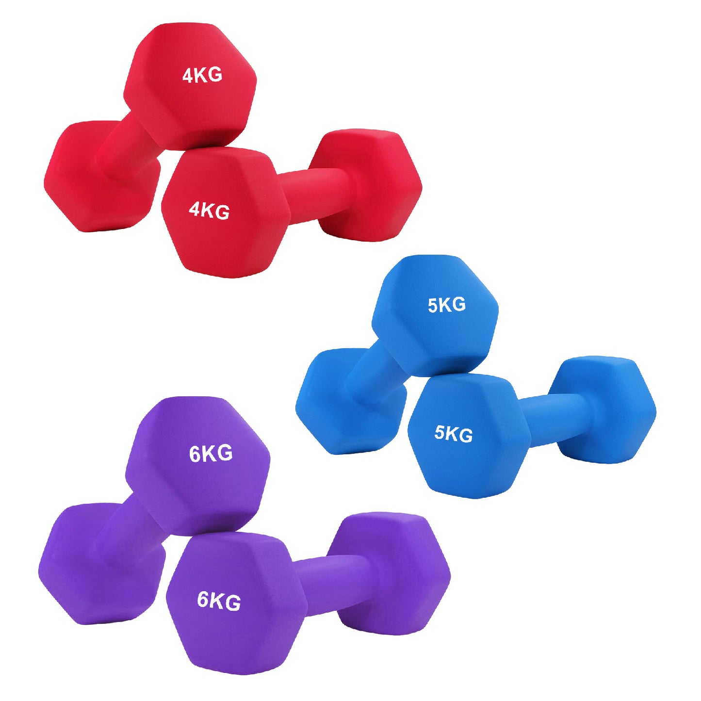 Anti-Roll Neoprene Dumbbells – Non-Slip Hex Design with Soft Grip – Home Workout Weights for Full Body Training – Singles, Pairs & Sets