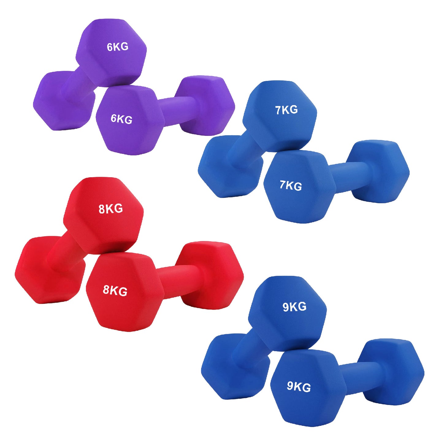 Anti-Roll Neoprene Dumbbells – Non-Slip Hex Design with Soft Grip – Home Workout Weights for Full Body Training – Singles, Pairs & Sets