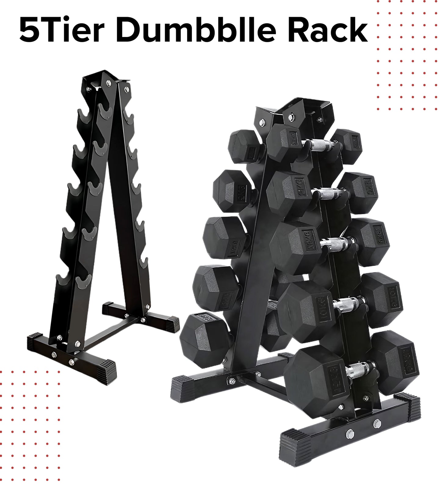 Heavy-Duty Dumbbell Storage Rack – Premium Gym Equipment For Home Fitness – 3, 4, 5, & 6-Tier Design Options – Professional Weight Storage Solution – Space-Saving Organization System For Dumbbells
