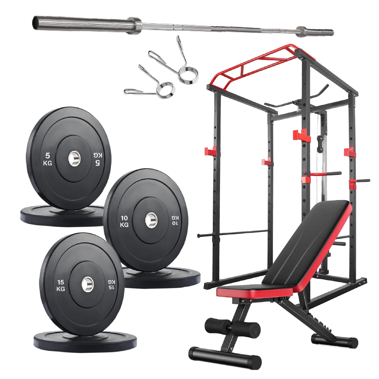 Professional Power Multi Cage with Pulley System – Adjustable Strength Rack with Pull-Up Bar & Spotters – Commercial-Grade Home Gym Station