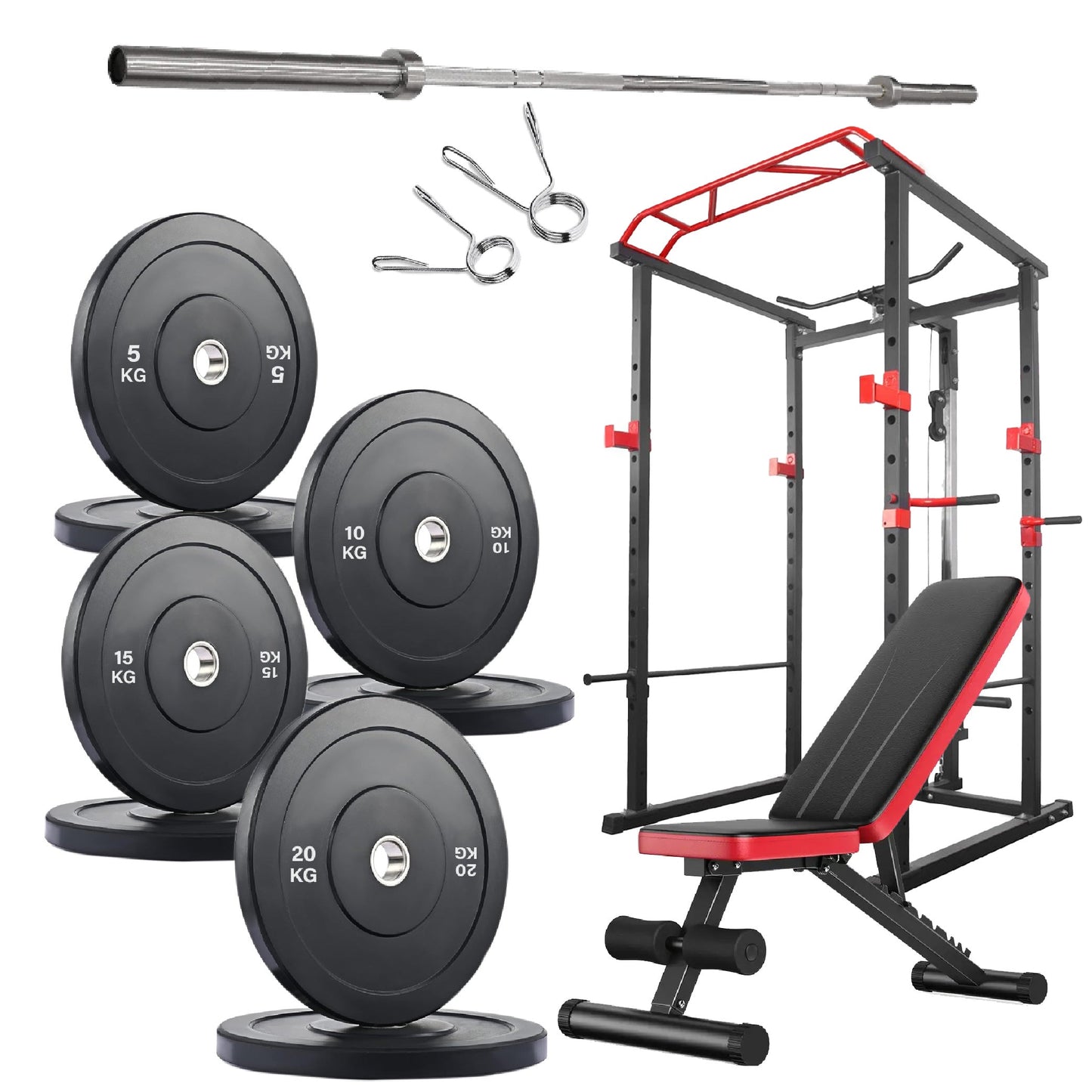 Professional Power Multi Cage with Pulley System – Adjustable Strength Rack with Pull-Up Bar & Spotters – Commercial-Grade Home Gym Station