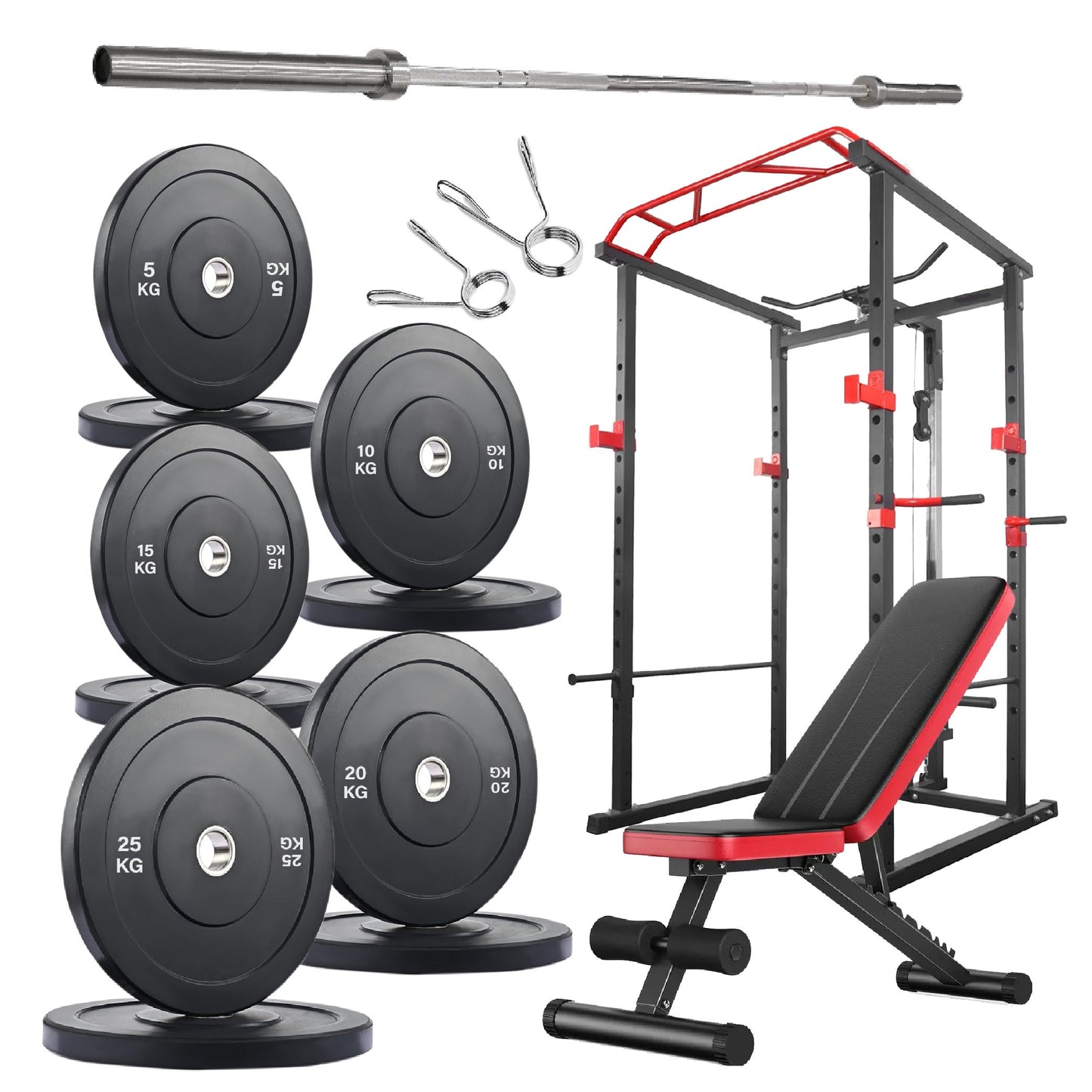 Professional Power Multi Cage with Pulley System – Adjustable Strength Rack with Pull-Up Bar & Spotters – Commercial-Grade Home Gym Station