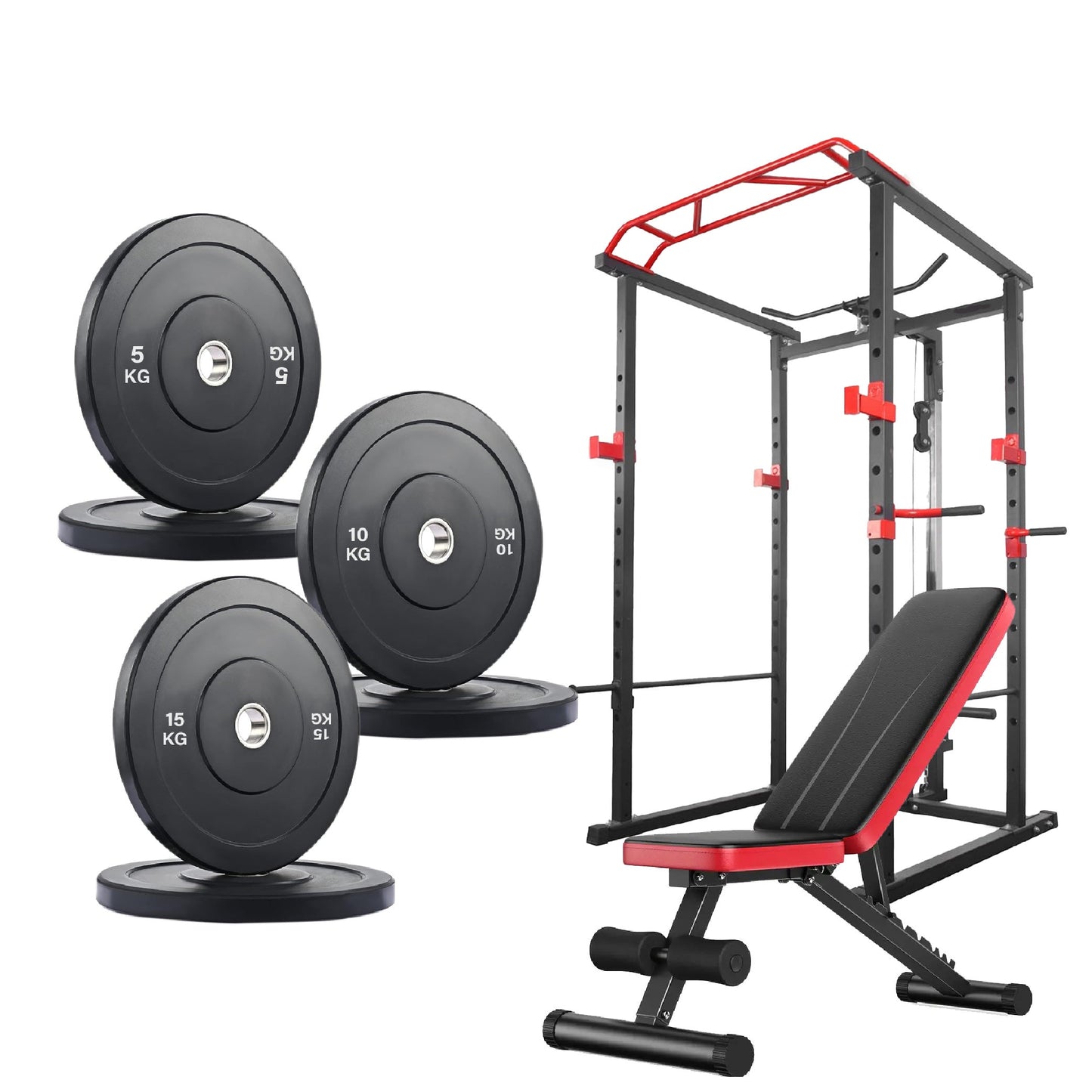 Professional Power Multi Cage with Pulley System – Adjustable Strength Rack with Pull-Up Bar & Spotters – Commercial-Grade Home Gym Station
