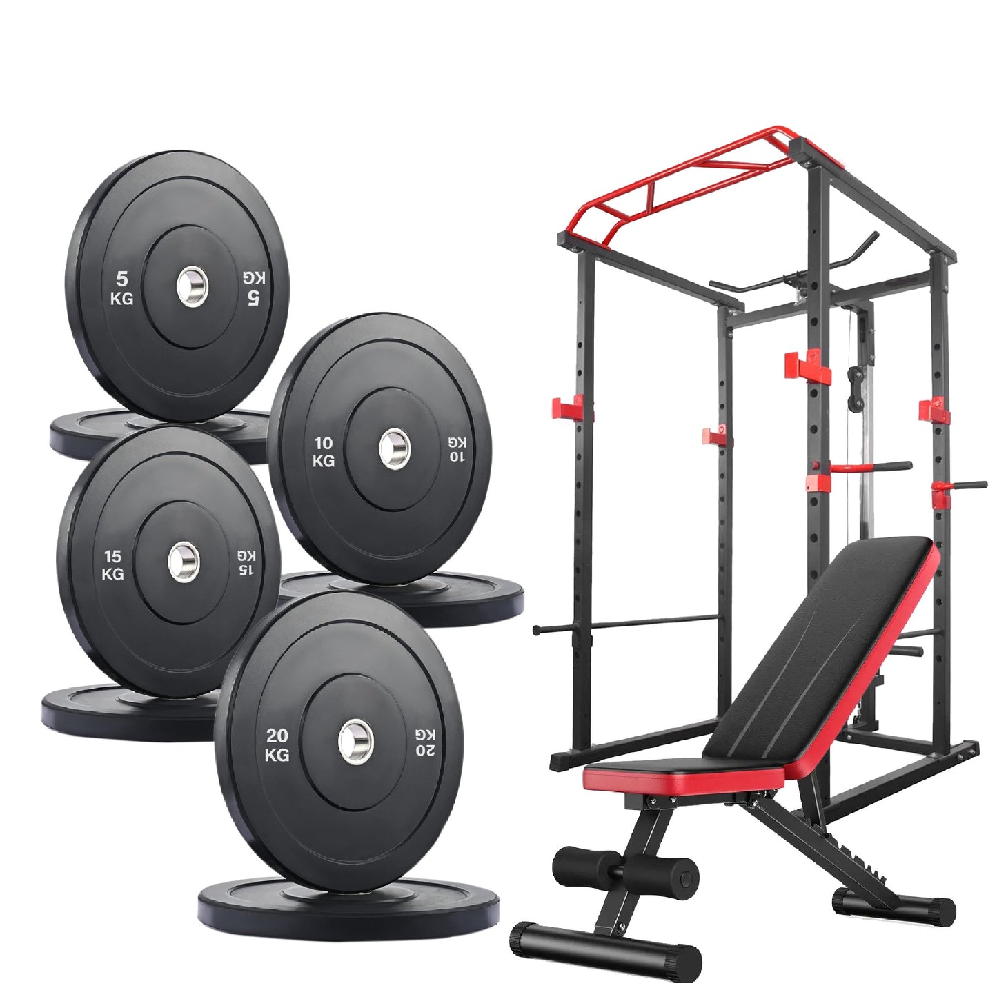 Professional Power Multi Cage with Pulley System – Adjustable Strength Rack with Pull-Up Bar & Spotters – Commercial-Grade Home Gym Station