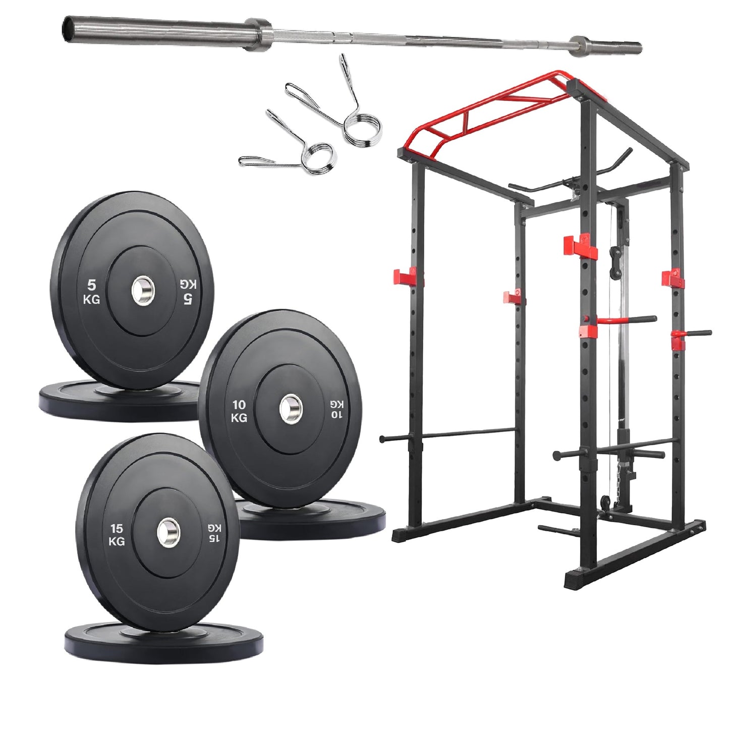 Professional Power Multi Cage with Pulley System – Adjustable Strength Rack with Pull-Up Bar & Spotters – Commercial-Grade Home Gym Station