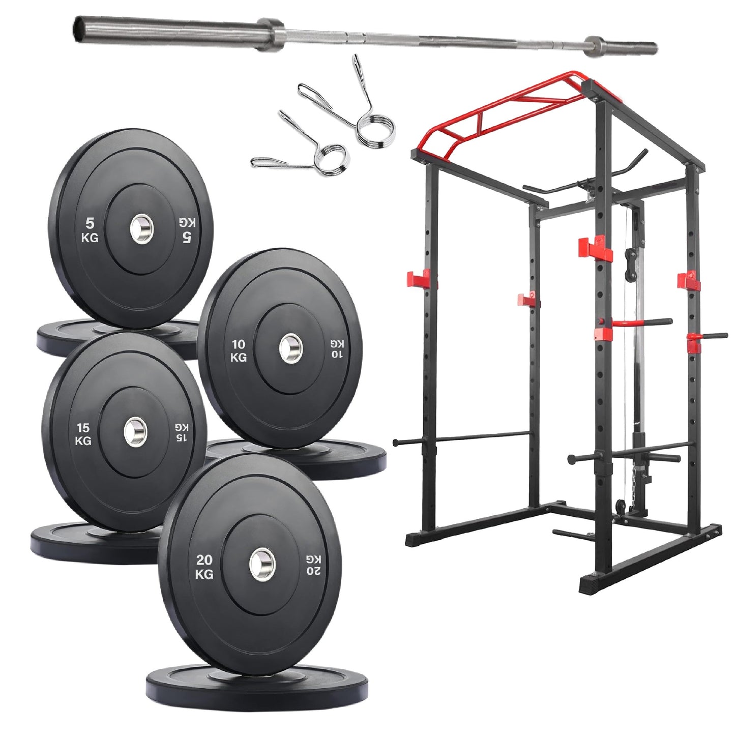 Professional Power Multi Cage with Pulley System – Adjustable Strength Rack with Pull-Up Bar & Spotters – Commercial-Grade Home Gym Station