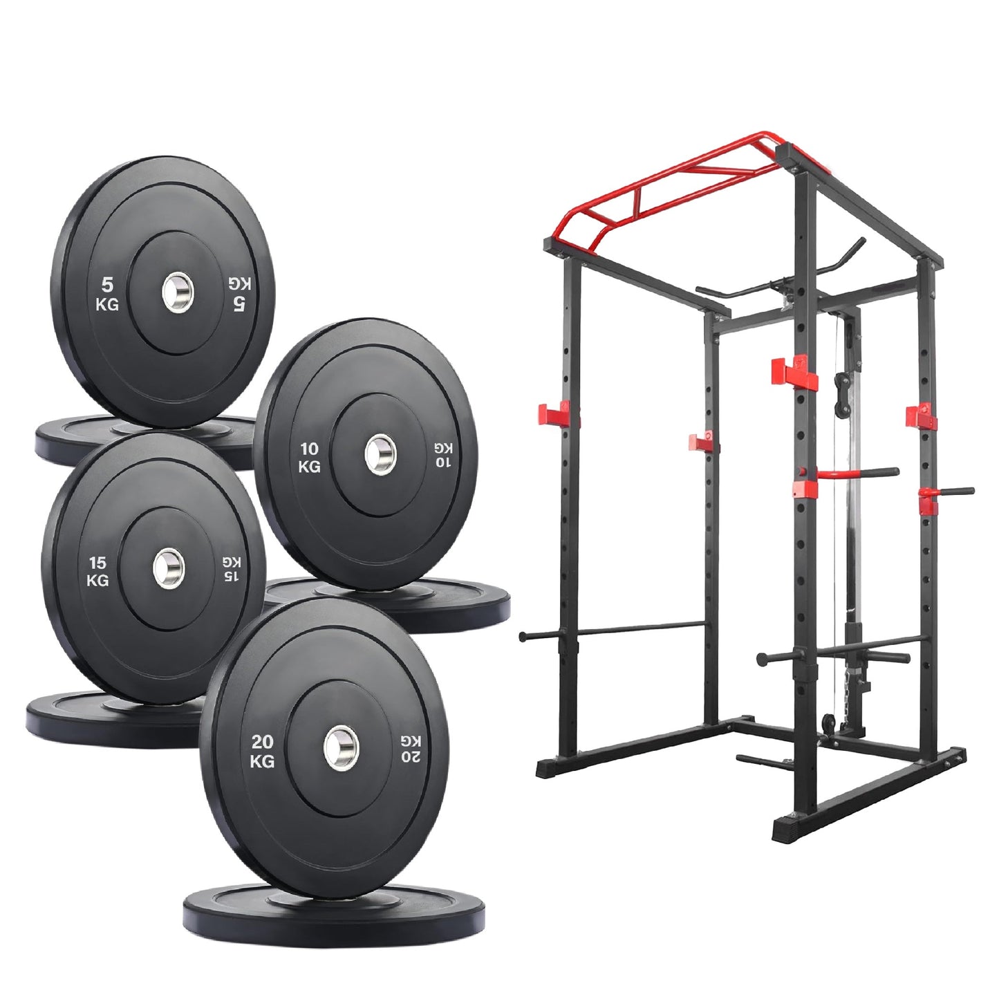 Professional Power Multi Cage with Pulley System – Adjustable Strength Rack with Pull-Up Bar & Spotters – Commercial-Grade Home Gym Station