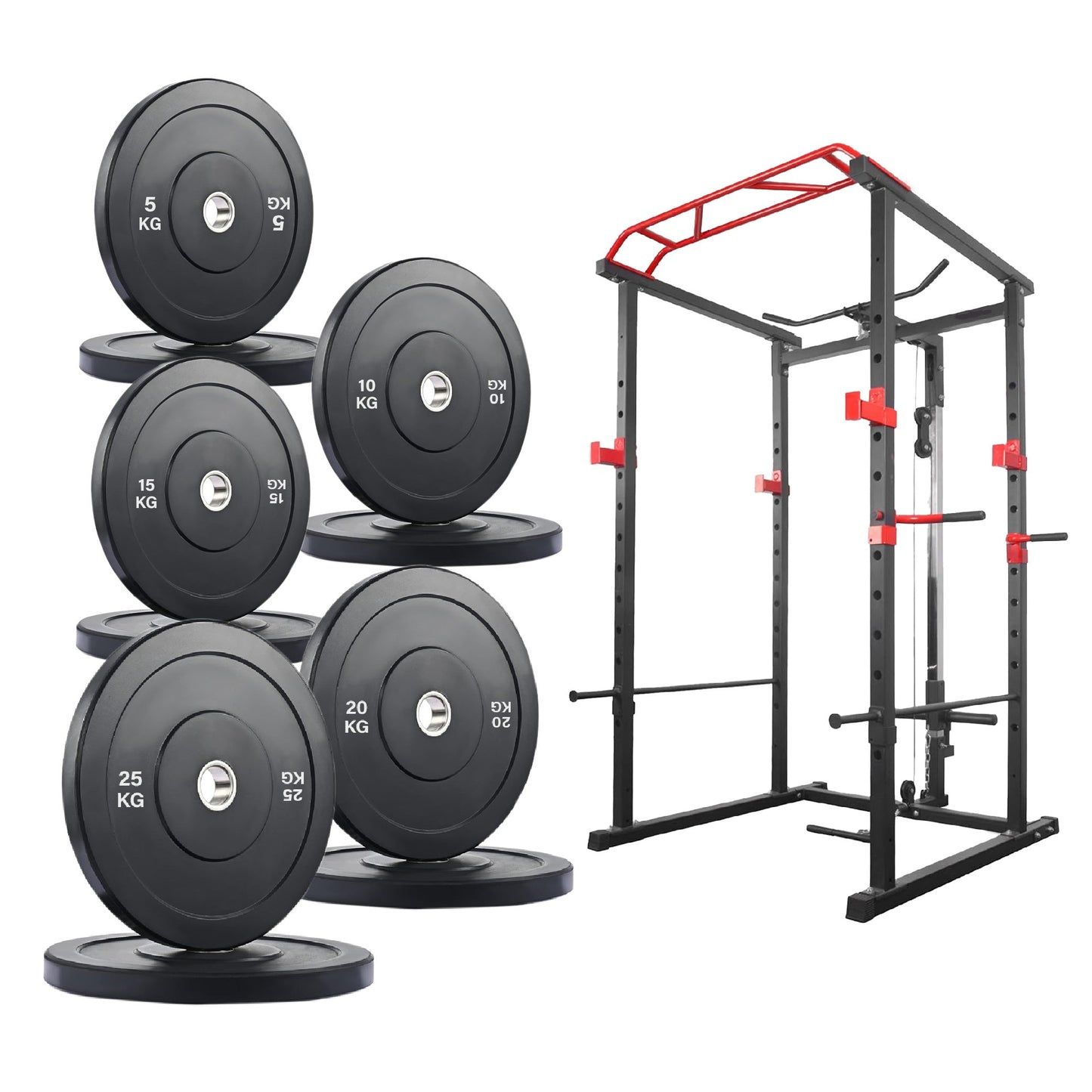 Professional Power Multi Cage with Pulley System – Adjustable Strength Rack with Pull-Up Bar & Spotters – Commercial-Grade Home Gym Station