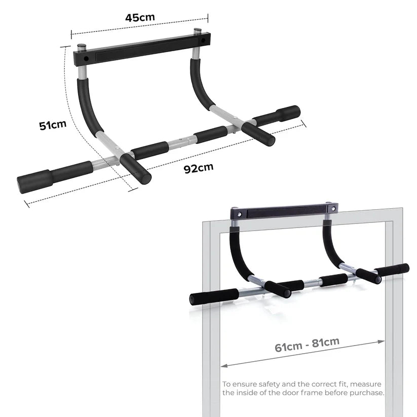 Pull-Up Bar for Doorway, No Screws Required, Portable Upper Body Trainer with Foam Grips, Fits 61–81cm Frames, Foldable Design