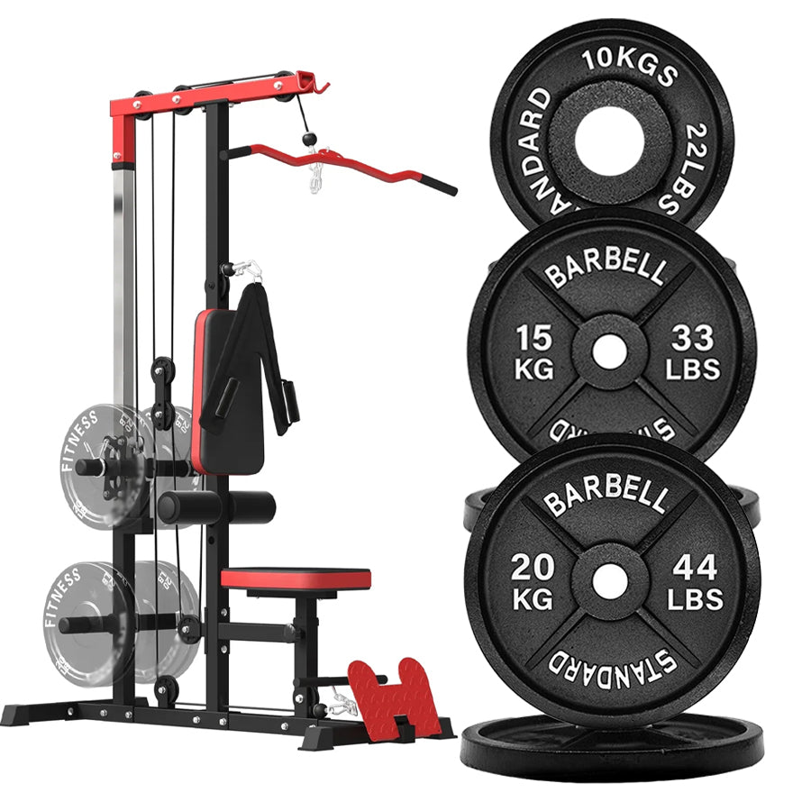 LAT Pulldown Machine with Dual Pulley – Adjustable Seat, Full Back & Arm Workout – Space-Saving Home Gym Station