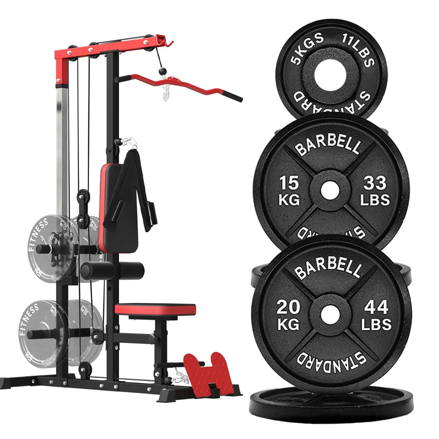 LAT Pulldown Machine with Dual Pulley – Adjustable Seat, Full Back & Arm Workout – Space-Saving Home Gym Station