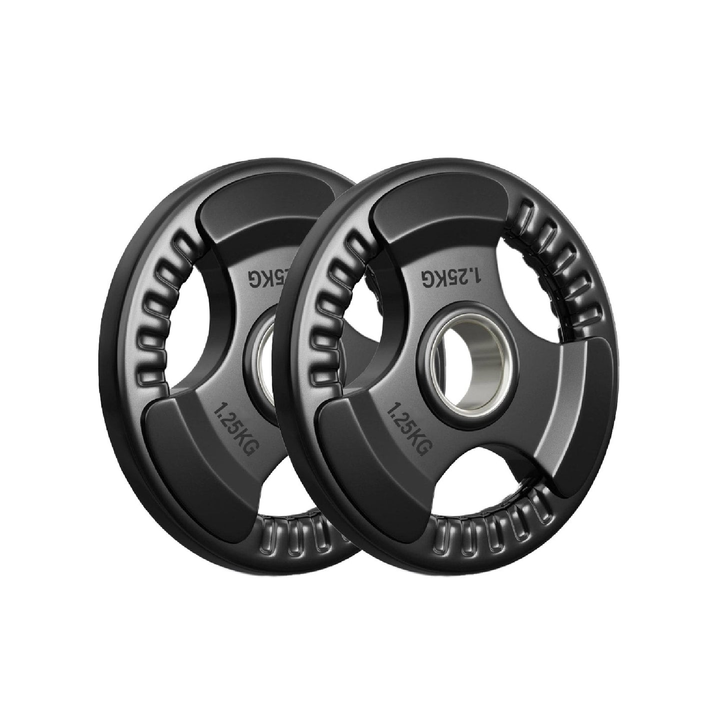 Tri-Grip Olympic Weight Plates – Rubber Coated Cast Iron 2" Discs – Heavy-Duty Barbell Plates for Strength Training – Singles & Pairs
