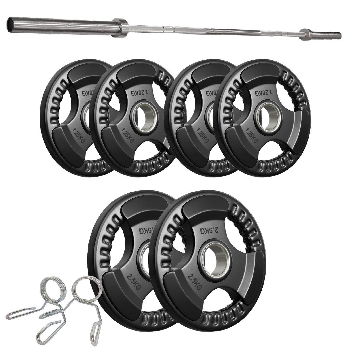 Tri-Grip Olympic Weight Plates – Rubber Coated Cast Iron 2" Discs – Heavy-Duty Barbell Plates for Strength Training – Singles & Pairs