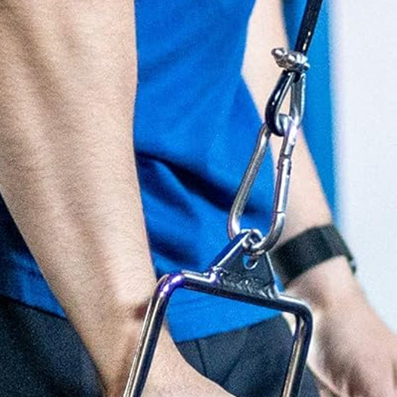 Cable Machine Attachments for Home Gym | Tricep Rope, V Bar, Curl & Lat Pull Down Bars | Heavy Duty Steel Grips with Carabiner Clips for Multi Gym Training