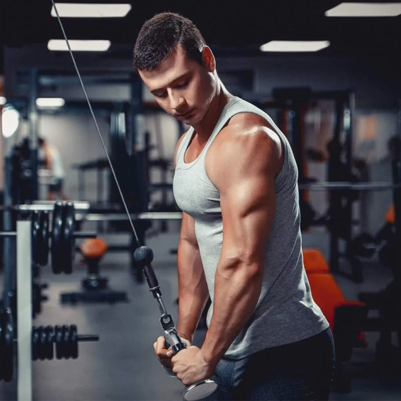 Cable Machine Attachments for Home Gym | Tricep Rope, V Bar, Curl & Lat Pull Down Bars | Heavy Duty Steel Grips with Carabiner Clips for Multi Gym Training