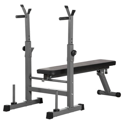Weight Bench with Barbell Rack & Dip Station – Heavy-Duty, Foldable Design with 6-Level Adjustable Backrest & 200kg Capacity