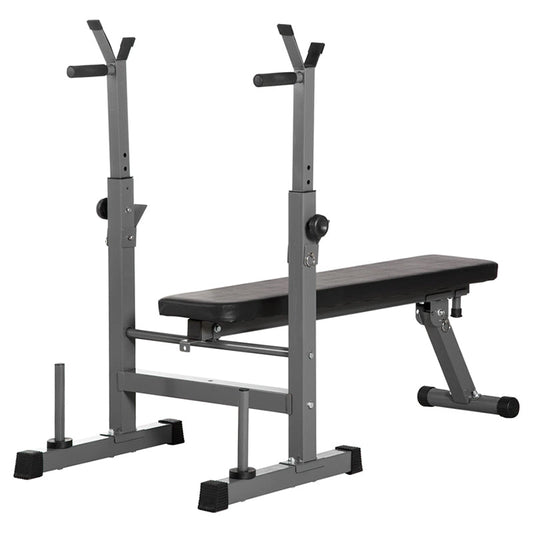 Weight Bench with Barbell Rack & Dip Station – Heavy-Duty, Foldable Design with 6-Level Adjustable Backrest & 200kg Capacity