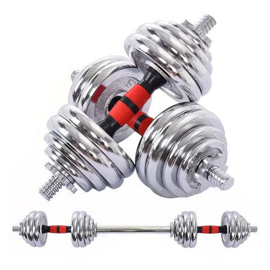 20kg Adjustable Dumbbell Barbell Set – 2-in-1 Steel Home Gym Weight Kit with Cast Iron Plates