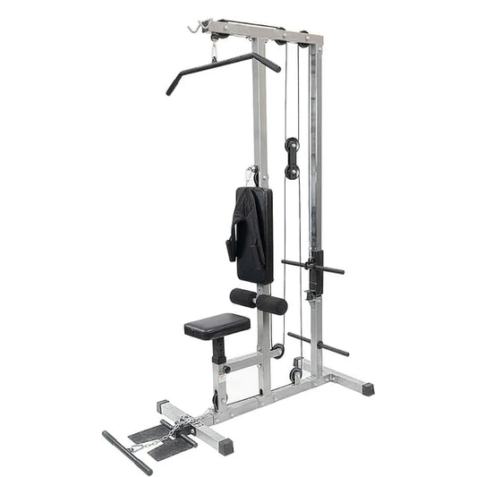 LAT Pulldown Machine with Dual Pulley – Adjustable Seat, Full Back & Arm Workout – Space-Saving Home Gym Station