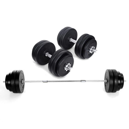 65kg Chrome Adjustable Dumbbell & Barbell Set – 2-in-1 Free Weights Kit | 170cm Bar with Spin Collars & Plastic-Coated Plates | Strength Training for Home Gym