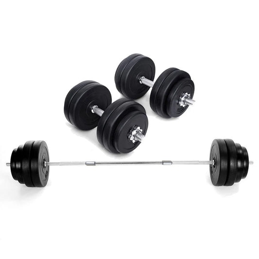 65kg Chrome Adjustable Dumbbell & Barbell Set – 2-in-1 Free Weights Kit | 170cm Bar with Spin Collars & Plastic-Coated Plates | Strength Training for Home Gym