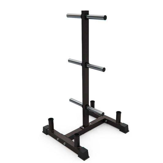 3-Tier Olympic Weight Plate Tree & Barbell Rack – Heavy-Duty Steel, 200kg Capacity – Compact, Scratch-Resistant Home Gym Stand