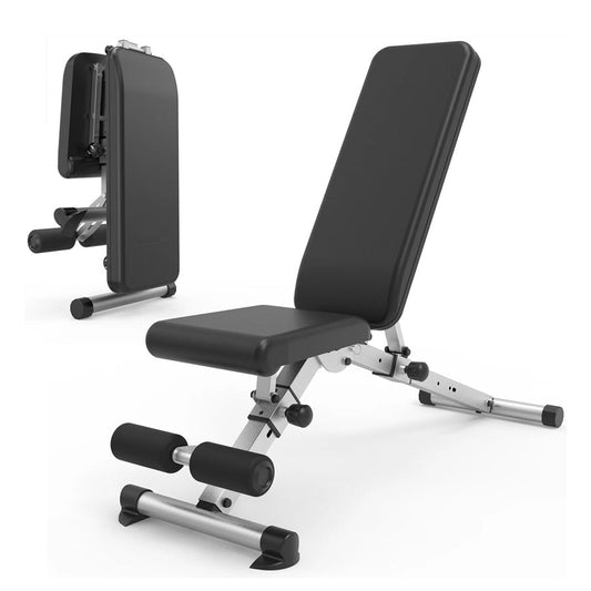 Adjustable Weight Bench – 250kg Capacity, 6 Backrest & 3 Seat Positions – Compact, Commercial-Grade Full-Body Trainer