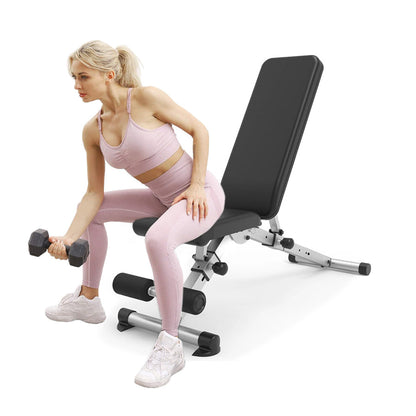 Adjustable Weight Bench – 250kg Capacity, 6 Backrest & 3 Seat Positions – Compact, Commercial-Grade Full-Body Trainer