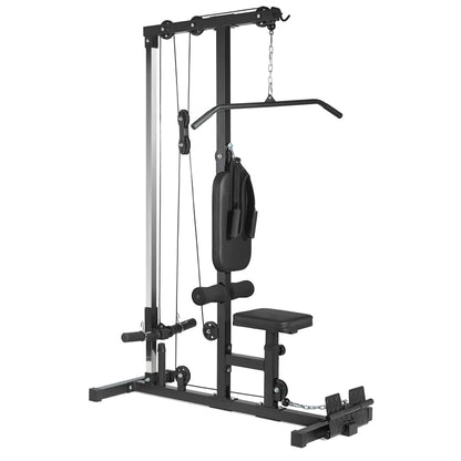 LAT Pulldown Machine with Dual Pulley – Adjustable Seat, Full Back & Arm Workout – Space-Saving Home Gym Station
