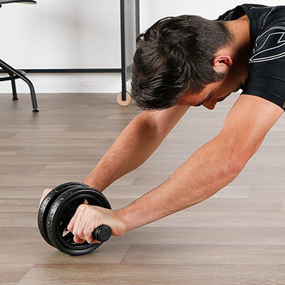 Double-Wheel Ab Roller with Rebound Design – Silent Non-Slip Wheels, Adjustable Band & Knee Pad – Core Trainer for Home Workouts