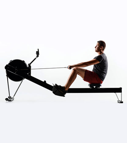 Rowing Machine for Home Use – 10-Level Adjustable Air Resistance Rower with Ergonomic Seat, Aluminum Slide Rail & LCD Display for Cardio & Full-B