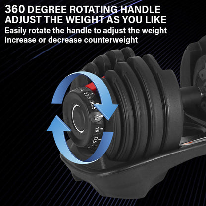 15-in-1 Adjustable Dumbbell 24kg – Quick Dial Weights for Home Gym – 2.5kg–24kg – Non-Slip Handle for Full Body Training