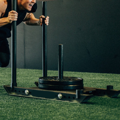 Heavy Duty Push & Pull Sled – Commercial Steel Power Sled for Strength, Speed & Agility Training | Optional Handles, Rope, Sprint Mat | Compact Conditioning Equipment