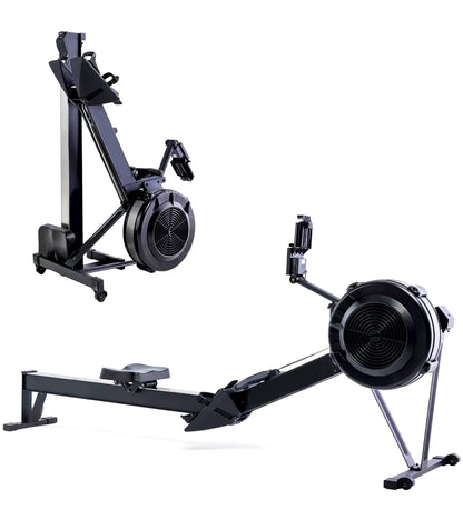 Rowing Machine for Home Use – 10-Level Adjustable Air Resistance Rower with Ergonomic Seat, Aluminum Slide Rail & LCD Display for Cardio & Full-B