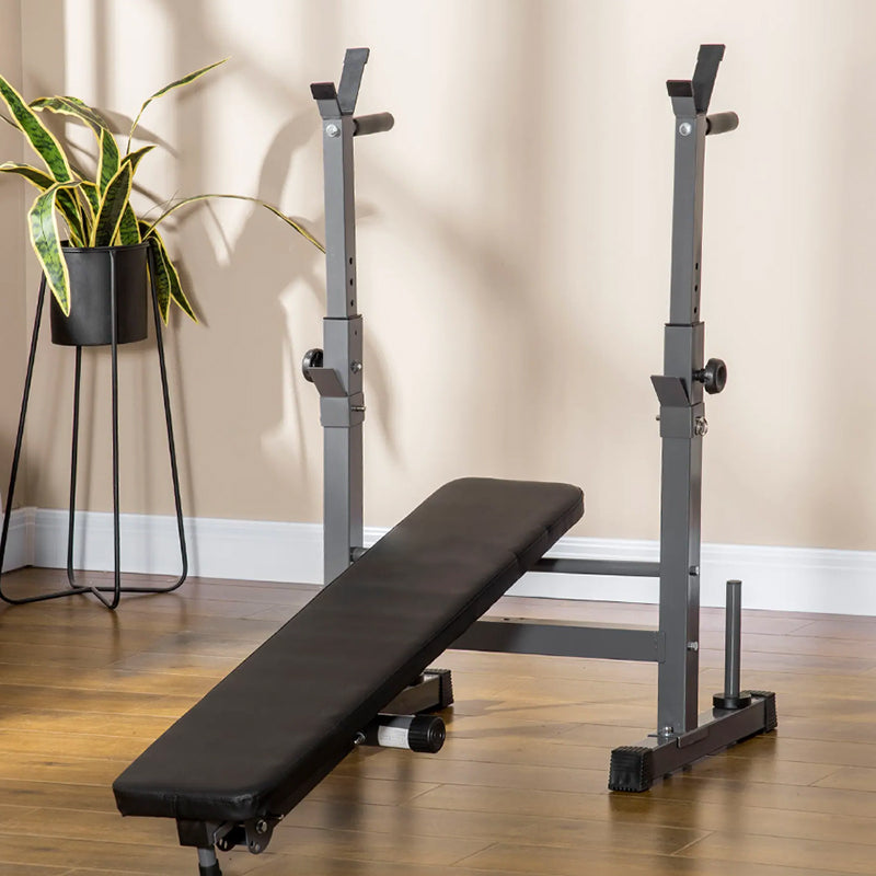 Weight Bench with Barbell Rack & Dip Station – Heavy-Duty, Foldable Design with 6-Level Adjustable Backrest & 200kg Capacity