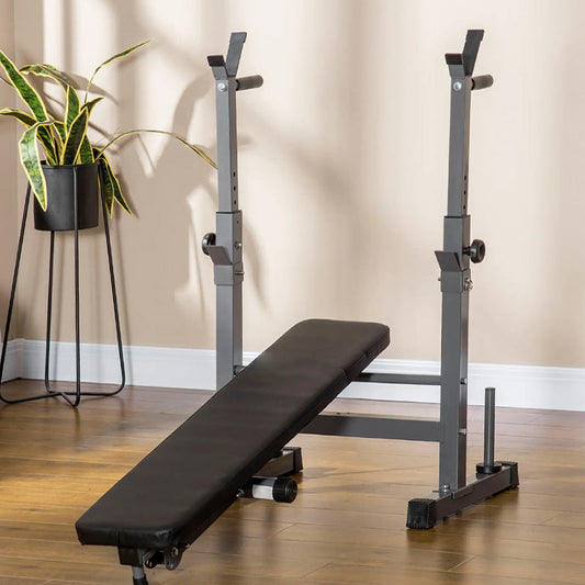 Weight Bench with Barbell Rack & Dip Station – Heavy-Duty, Foldable Design with 6-Level Adjustable Backrest & 200kg Capacity