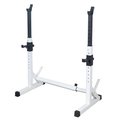 Adjustable Squat & Bench Press Rack with Spotters & Dip Bars – Heavy-Duty Barbell Stand for Home Gym Strength Training
