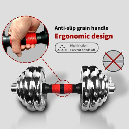 20kg Adjustable Dumbbell Barbell Set – 2-in-1 Steel Home Gym Weight Kit with Cast Iron Plates