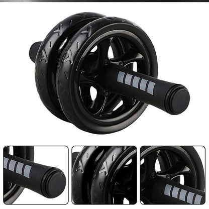 Double-Wheel Ab Roller with Rebound Design – Silent Non-Slip Wheels, Adjustable Band & Knee Pad – Core Trainer for Home Workouts