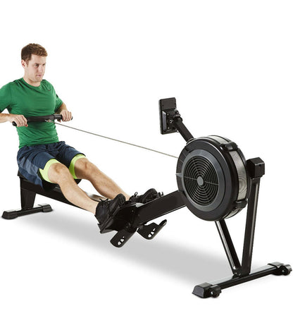 Rowing Machine for Home Use – 10-Level Adjustable Air Resistance Rower with Ergonomic Seat, Aluminum Slide Rail & LCD Display for Cardio & Full-B