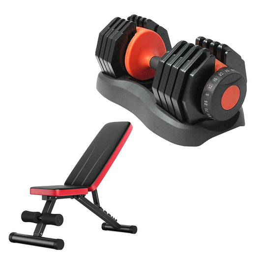 25kg Adjustable Dumbbell – 10-in-1 Weight Set | Quick Dial System, Safety Lock & Non-Slip Handle | Space-Saving Strength Training Dumbbell for Home Gym Workouts