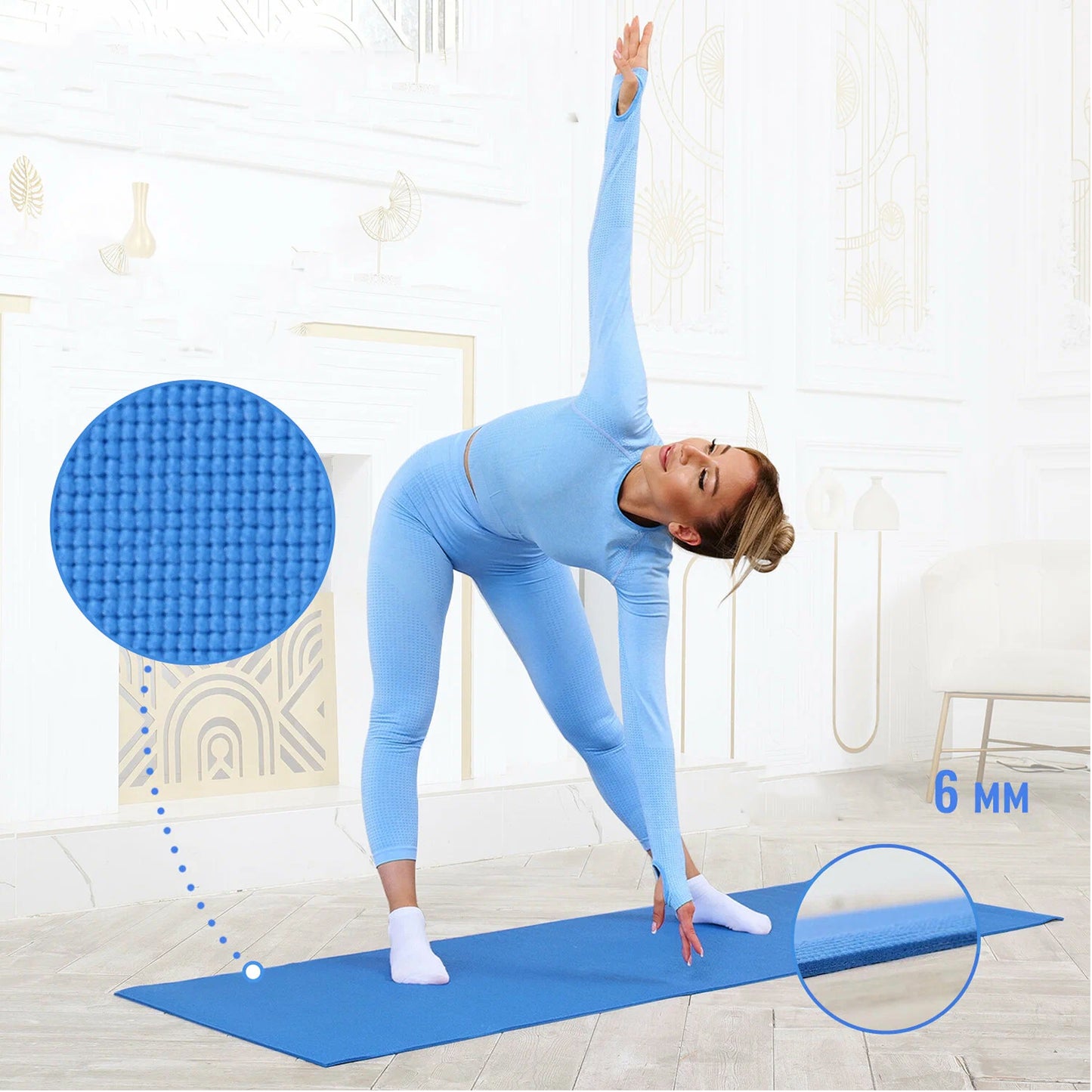 15mm Extra-Thick Yoga Mat with Strap – Non-Slip NBR Foam for Yoga, Pilates & Floor Exercises – Joint-Friendly & Eco-Friendly