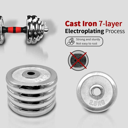 20kg Adjustable Dumbbell Barbell Set – 2-in-1 Steel Home Gym Weight Kit with Cast Iron Plates