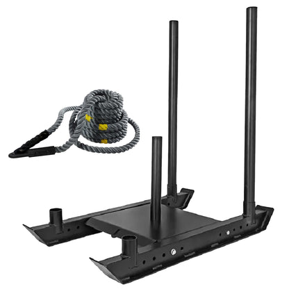 Heavy Duty Push & Pull Sled – Commercial Steel Power Sled for Strength, Speed & Agility Training | Optional Handles, Rope, Sprint Mat | Compact Conditioning Equipment