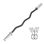 Curved barbell with attachments on a white background