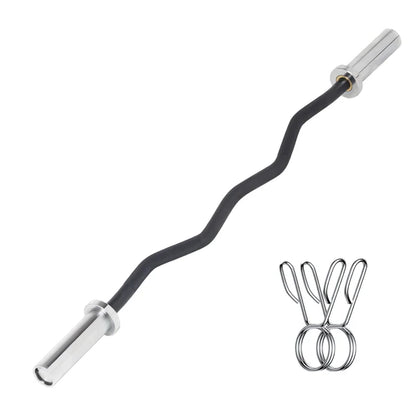 Curved barbell with attachments on a white background