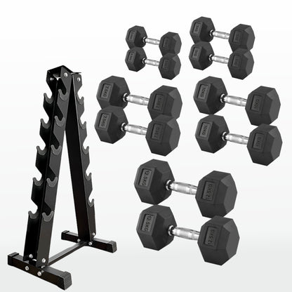 Premium Hex Dumbbells – Rubber Coated Free Weights with Anti-Roll Design, Professional-Grade for Strength Training in Home Gym Setups