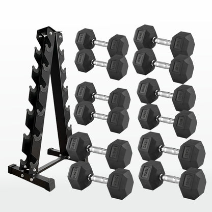Premium Hex Dumbbells – Rubber Coated Free Weights with Anti-Roll Design, Professional-Grade for Strength Training in Home Gym Setups